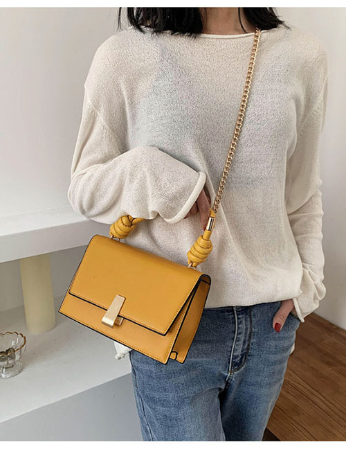 Fashion Yellow Chain Flap Lock Shoulder Crossbody Bag
