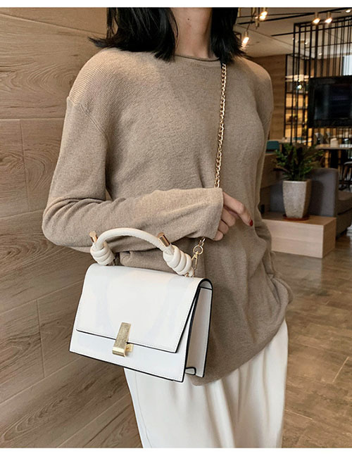 Fashion Creamy-white Chain Flap Lock Shoulder Crossbody Bag