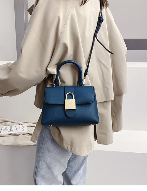 Fashion Blue Lacquered Shoulder Crossbody Bag
