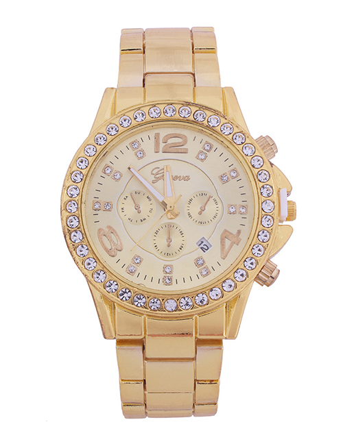Fashion Golden Women's Diamond Watch