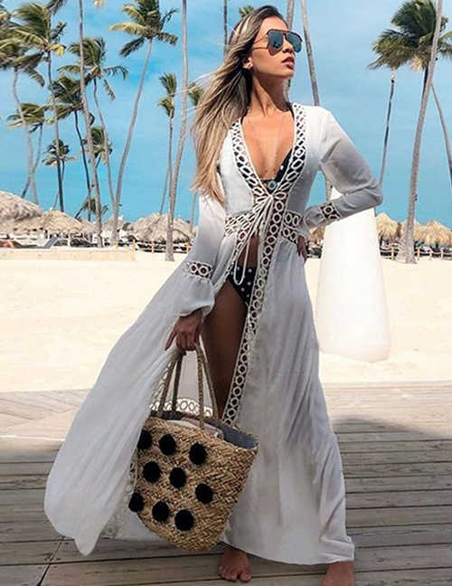 Fashion White Multi-circle Lace Cardigan Sun Protection Clothing