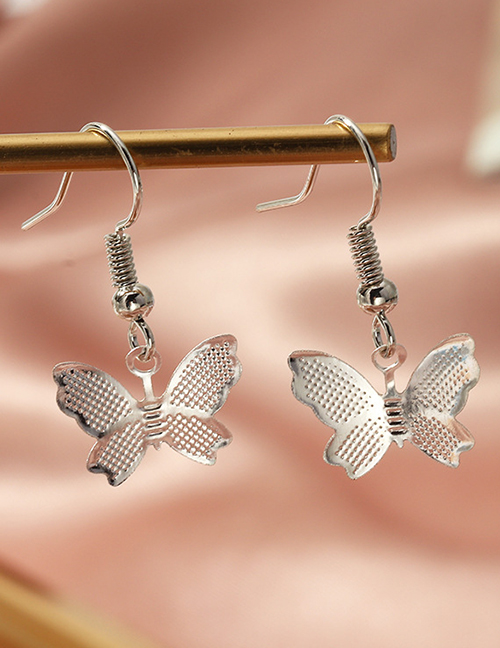Fashion Silver Alloy Butterfly Drop Earrings