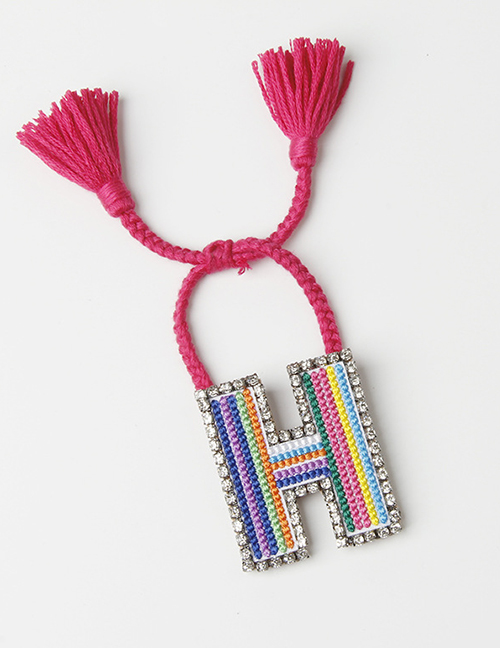 Fashion H Color Embroidered Woven Adjustable Crystal Alphabet Bracelet