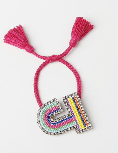 Fashion Jcolor Embroidered Woven Adjustable Crystal Alphabet Bracelet