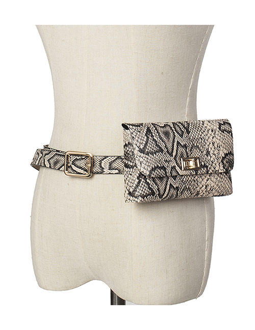 Fashion Serpentine Apricot Snakeskin Belt Buckle Flap Belt Belt Bag
