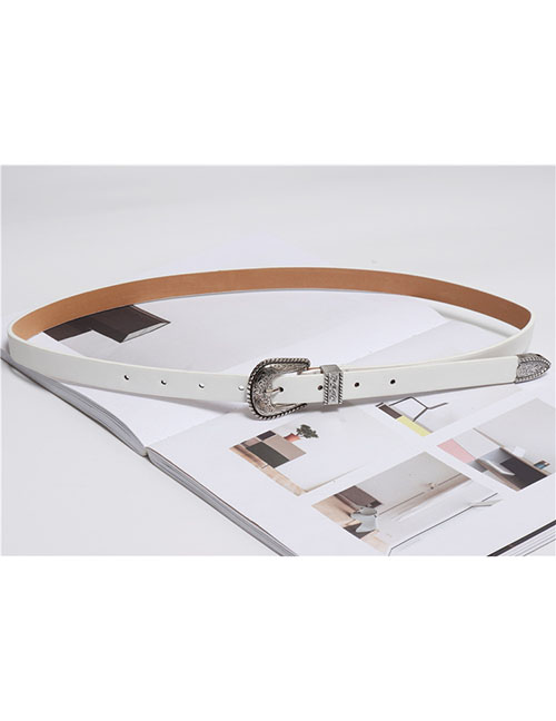 Fashion White Knotted Thin-edged Belt With Dress
