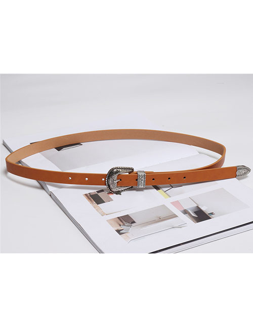 Fashion Camel Knotted Thin-edged Belt With Dress