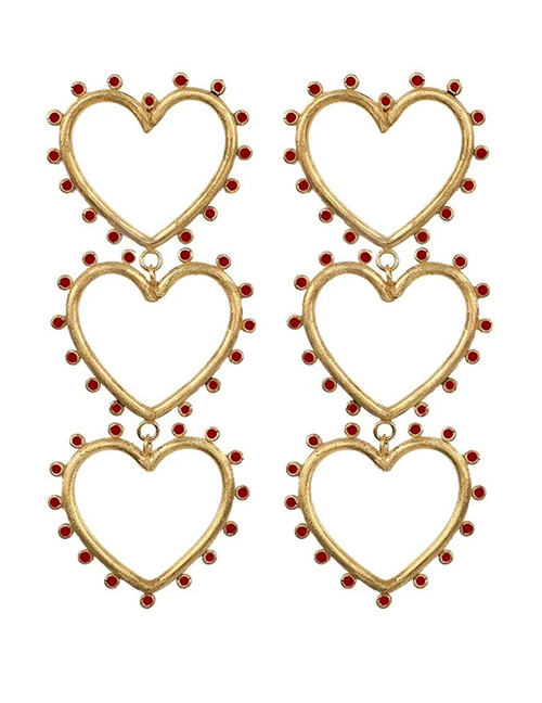 Fashion Red Gold-plated Love Cutout Earrings