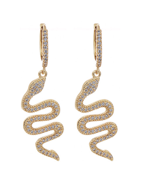 Fashion Golden Cubic Zircon Snake Ear Studs