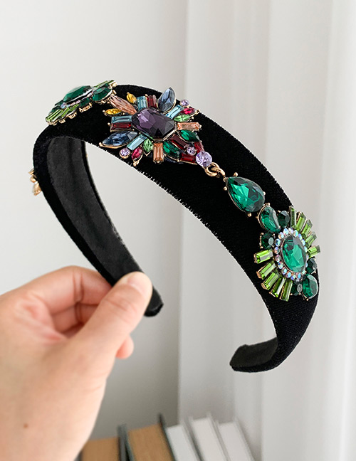 Fashion Black Fabric Alloy Diamond Headband
