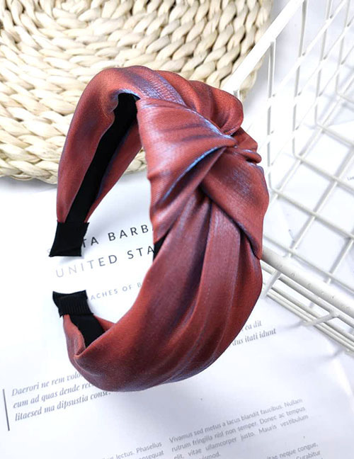 Fashion Brick Red Fabric Satin Knotted Wide Edge Hoop