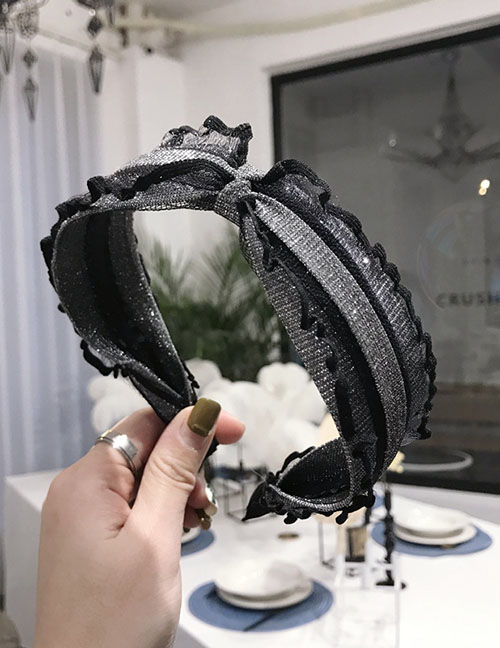 Fashion Black And Silver Lace Lace Fungus Bronze Knotted Thin Edge Hair Band