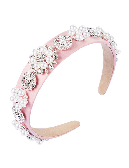 Fashion Pink Glass Flower Pearl Hoop