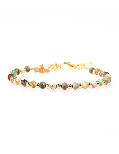 Fashion Color Mixing Flat Faceted Natural Stone Mixed Color Beaded Copper Plated Real Gold Bracelet