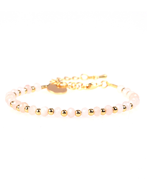 Fashion White Flat Faceted Natural Stone Mixed Color Beaded Copper Plated Real Gold Bracelet