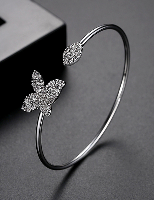 Fashion Platinum Bronze Rhinestone Flower Geometric Bracelet