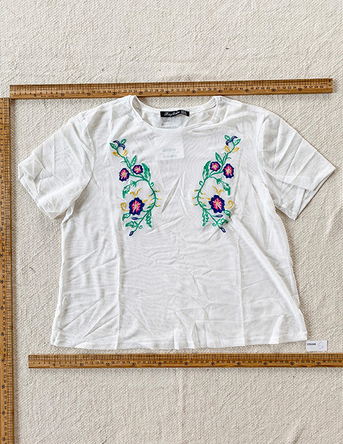 Fashion White Mesh Flower T-shirt
