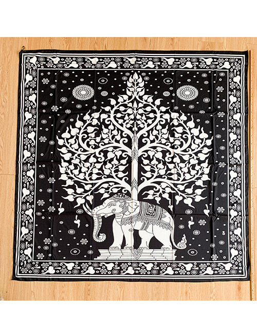 Fashion Black Printed Elephant Beach Towel