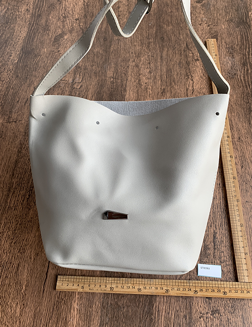 Fashion Light Grey Pu Bucket Bag Shoulder Bag