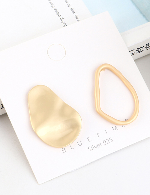 Fashion Dumb Gold Small Lotus Leaf Hollow Irregular Geometric Earrings