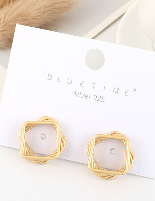 Fashion Dumb Gold Gold-plated Square Cutout Earrings