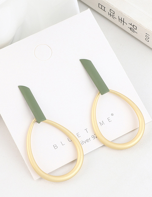 Fashion Green Gold Plated Frosted Cutout Hoop Earrings