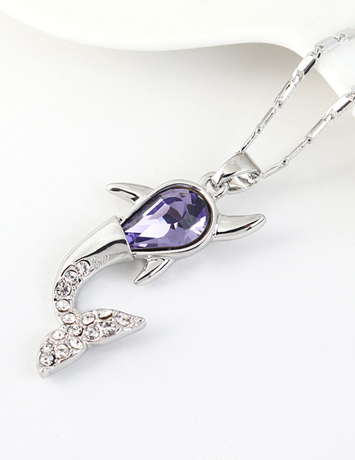 Fashion Tanzanite Small Whale Necklace With Diamonds