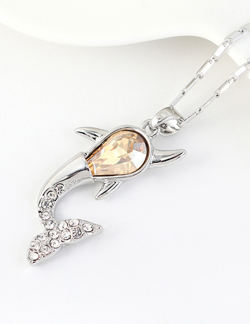 Fashion Golden Phantom Small Whale Necklace With Diamonds