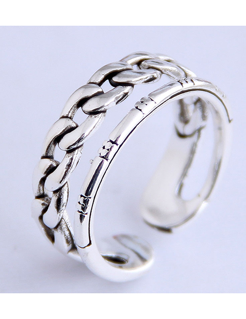 Fashion Silver Chain Cut Open Ring