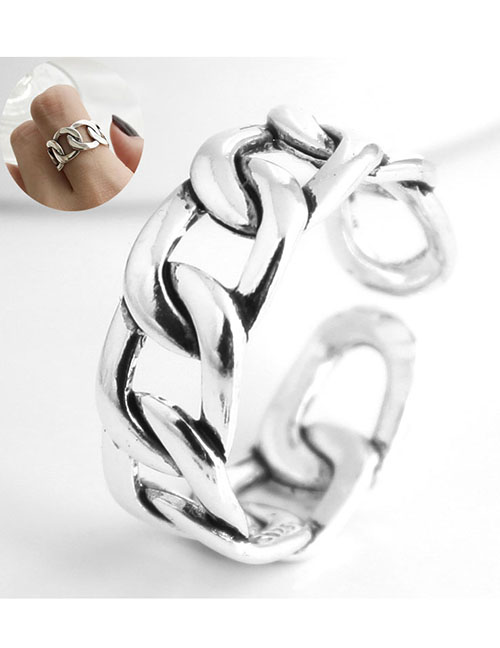 Fashion Silver Cross Cut Open Ring