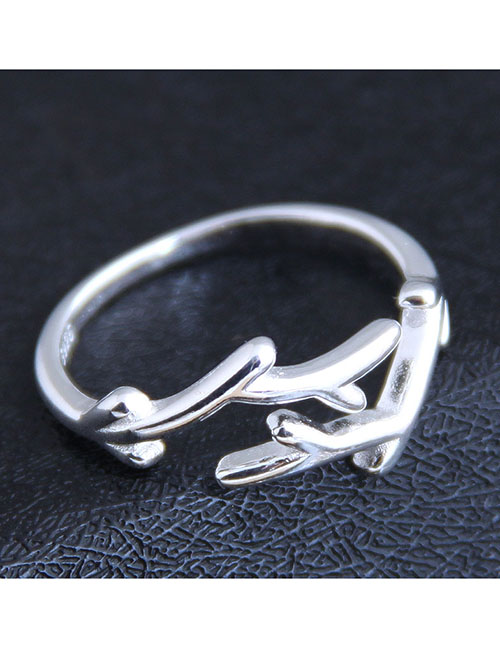 Fashion Silver Staghorn Alloy Open Ring