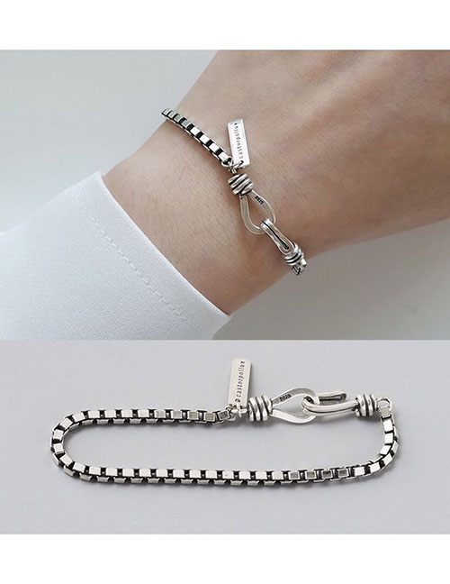 Fashion Silver Letter Brand Imitation Thai Silver Double Hook Bracelet