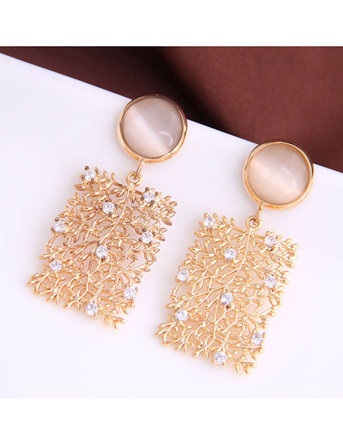 Fashion Golden Diamond Pierced Alloy Earrings
