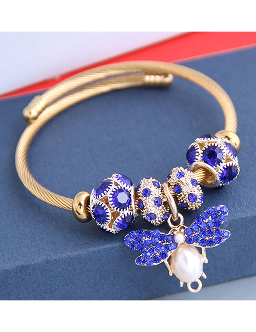 Fashion Royal Blue Diamond Bee Alloy Bracelet
