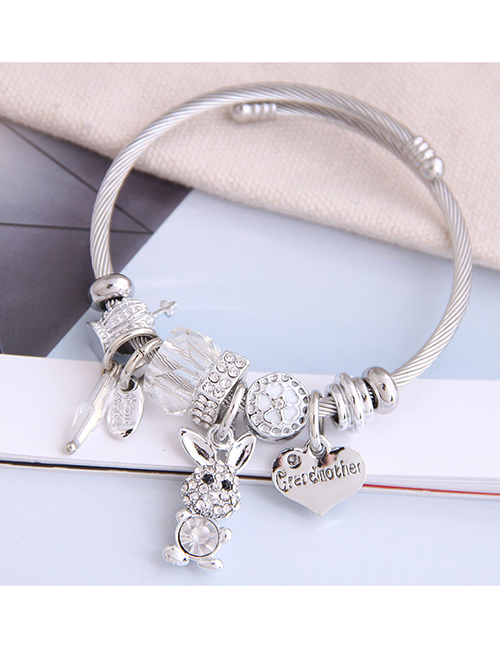 Fashion White Diamond-shaped Letter Love Rabbit Geometric Bracelet