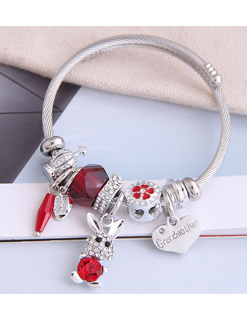 Fashion Red Diamond-shaped Letter Love Rabbit Geometric Bracelet