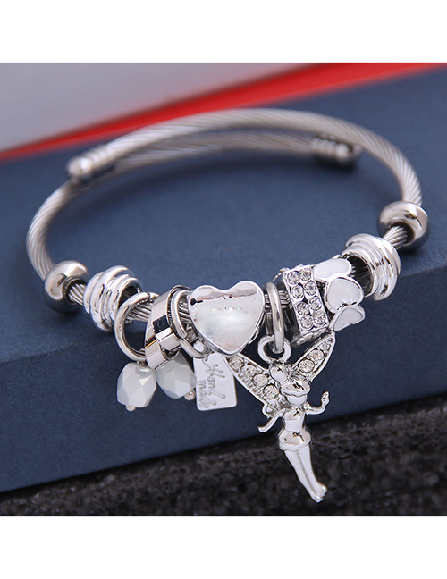 Fashion White Diamond-shaped Love Angel Geometric Alloy Bracelet