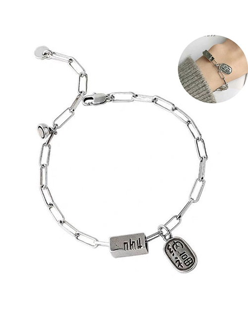 Fashion Silver Chain Tag Geometric Alloy Bracelet
