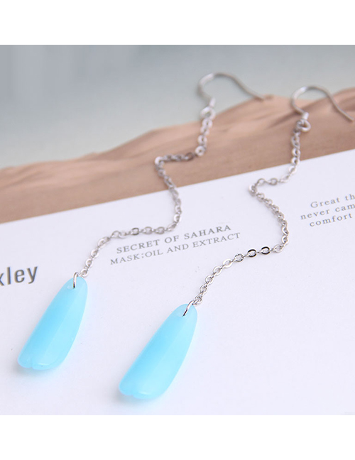 Fashion Blue Resin Drip Chain Alloy Earrings
