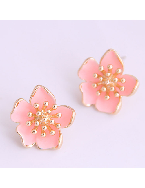 Fashion Pink Drop Of Flowers Alloy Earrings