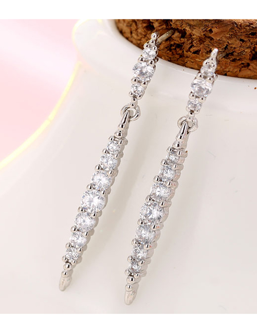 Fashion Silver Drop-shaped Zircon Alloy Earrings