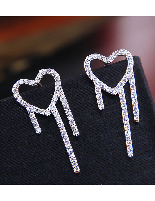 Fashion Silver Carved Drop Earrings With Diamond Pierced Earrings