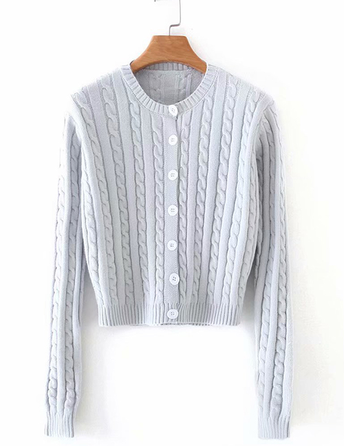 Fashion Gray Twist Knitted Sweater