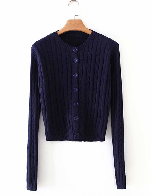 Fashion Navy Twist Knitted Sweater