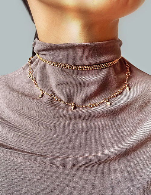 Fashion Golden Three-layer Necklace With Diamonds