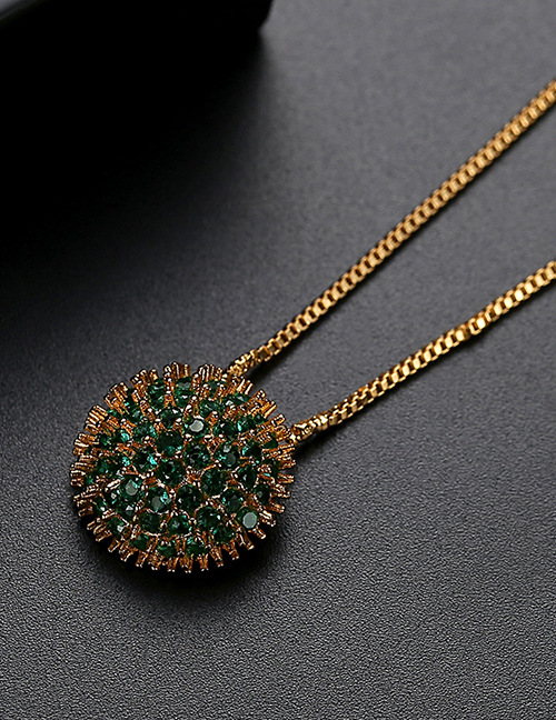 Fashion Golden Green Zirconium Cubic Zircon Sunflower Necklace