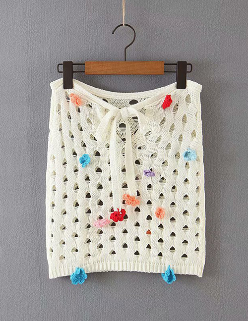 Fashion Off-white Crochet Cutout Skirt