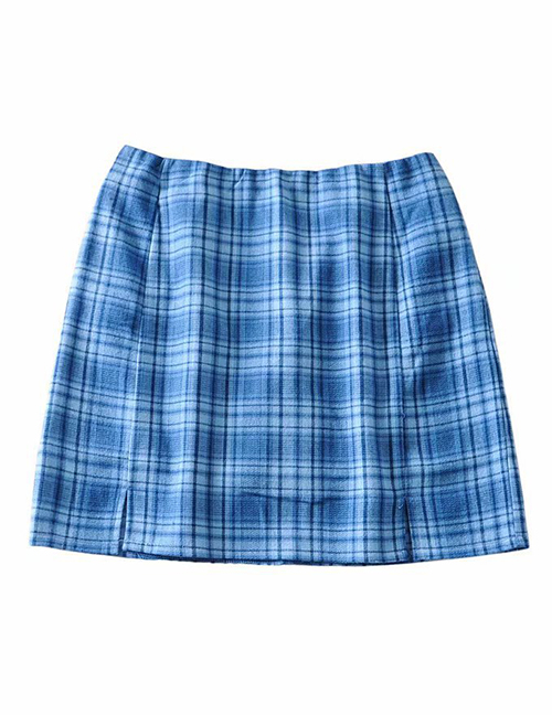 Fashion Blue Skim-proof Slit Print Skirt