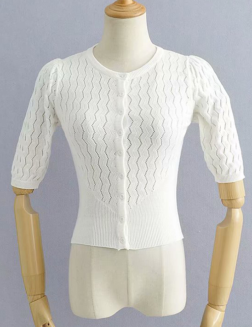 Fashion White Cutout Waist Sweater