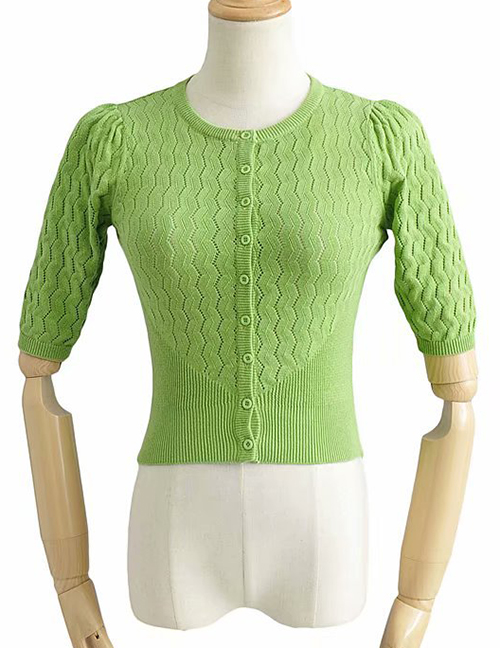 Fashion Grass Green Cutout Waist Sweater